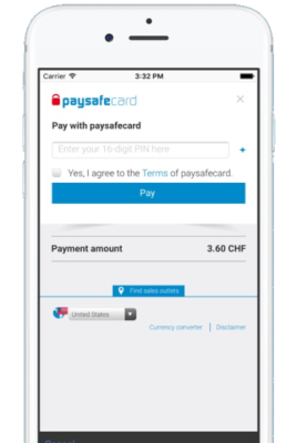 Interfaz Paysafecard