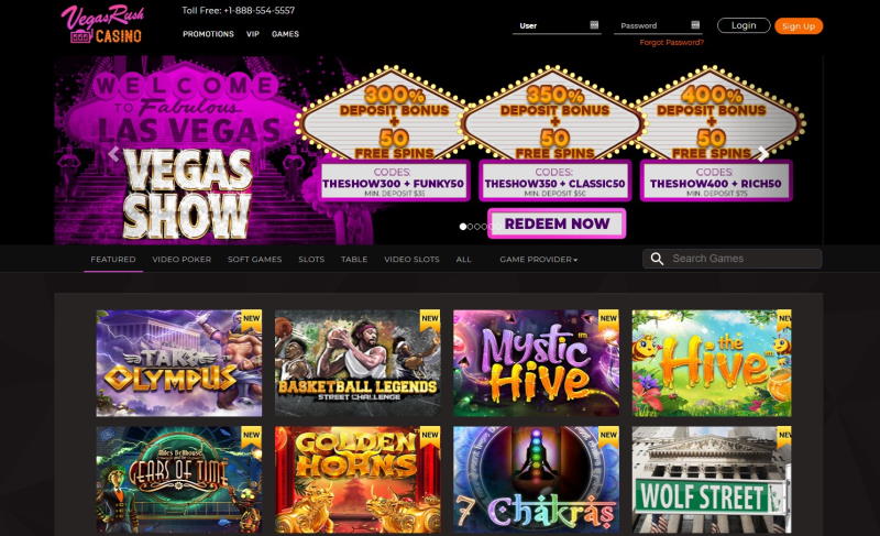 Vegas Rush Casino Página principal